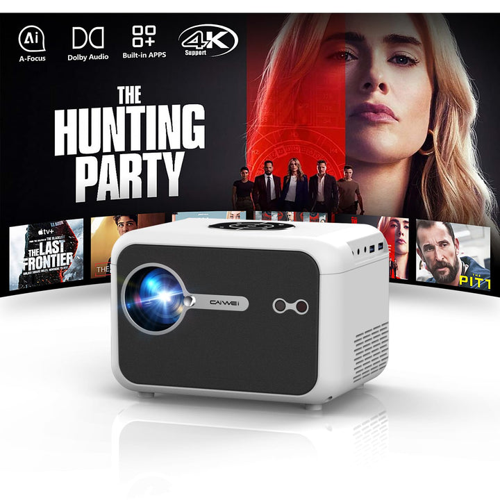 4K Smart Beamer mit HDMI eARC/CEC WiFi6 Bluetooth5.4, Tragbarer Projektors mit Autofokus und Objekti