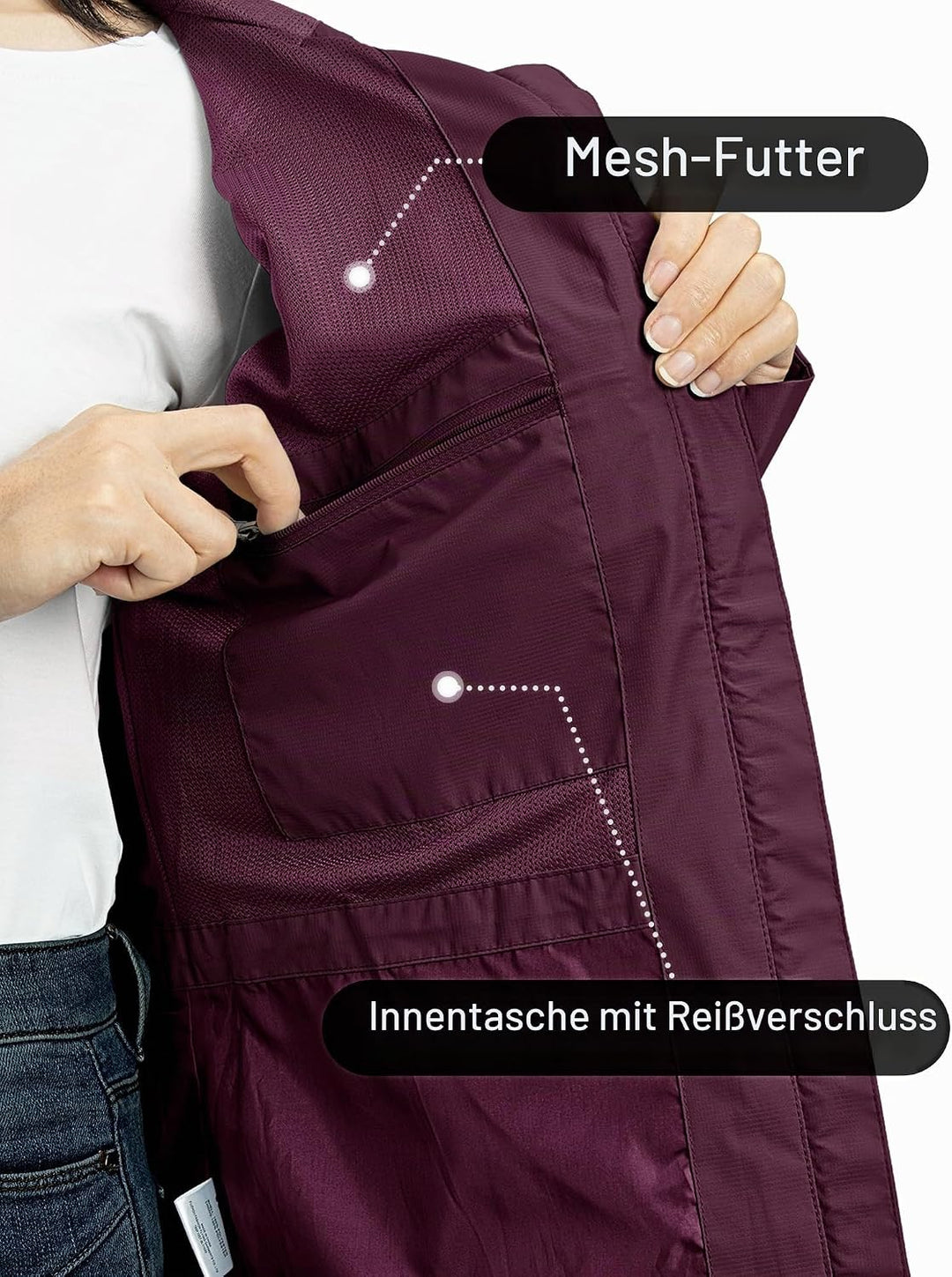 Outdoor Ventures Damen Regenjacke 10000MM Wasserdicht Leichte Gefüttert Packbar Sportjacke Funktions