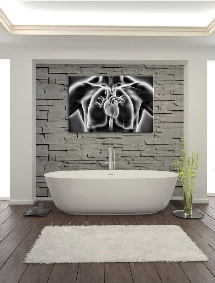 Pixxprint Herz des Menschen / 100x70cm Leinwandbild bespannt auf Holzrahmen/Wandbild Kunstdruck Deko