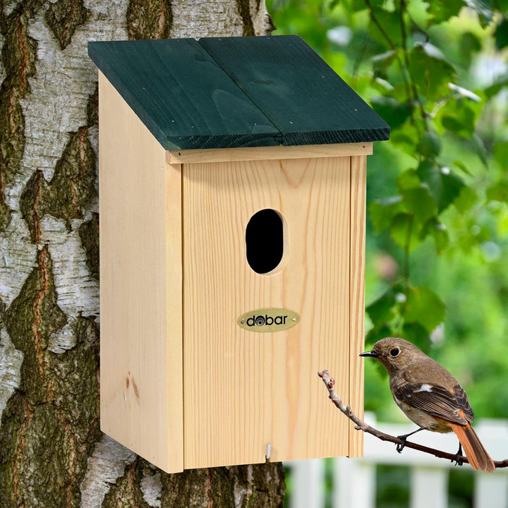 dobar VOBU Nistkasten Flachdach für Gartenrotschwanz - Höhlen-Nistkasten aus Holz für Wildvögel mit