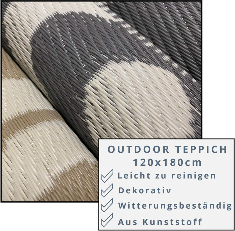 JEMIDI Outdoor Teppich 120x180cm gross - Terrassenteppich Balkonteppich Aussenteppich - Balkon Teppi