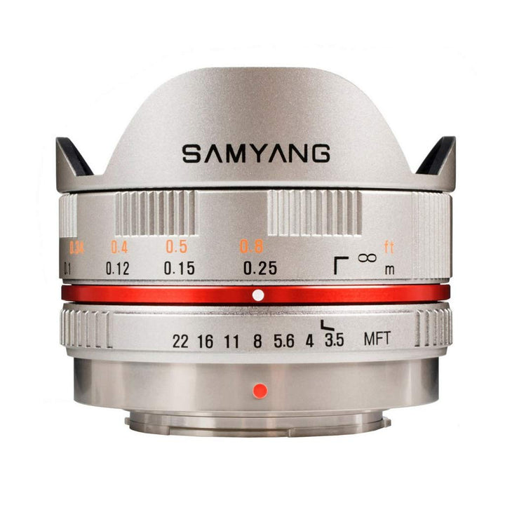 Samyang 7.5mm F3.5 UMC Fish-eye MFT für Micro Four Third, Silber silber Micro Four Thirds, silber Mi