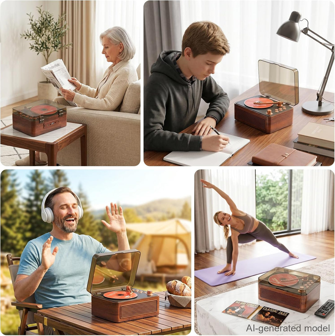 Gueray Tragbarer Bluetooth CD-Player mit Lautsprechern 3600mAh Wiederaufladbarer Vintage CD Spieler