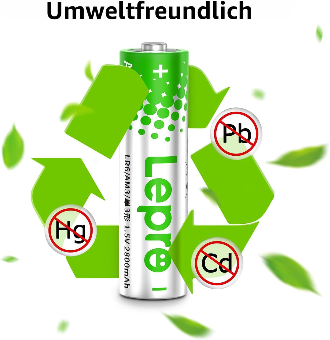 Lepro AA Batterien, 100 Stück, Alkaline Batterie AA mit 1.5V - Langlebig, Leistungsstark & Auslaufsi