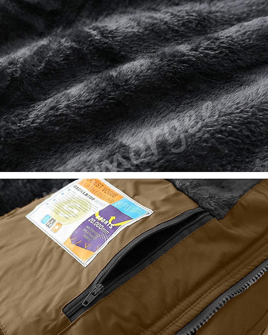 Memoryee Herren Ski Jacke Warmer Gefüttert Winter Fleece Mantel Wasserdichter mit Abnehmbarer Kapuze