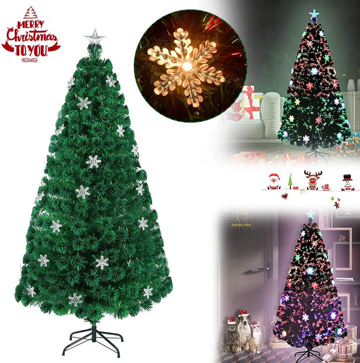 LZQ PVC Weihnachtsbaum Künstliche 150cm/ 5 ft mit Weihnachtsbäume mit LED Beleuchtung Glasfaser und