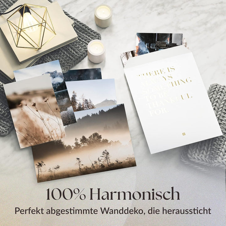 Heimlich® 8er Poster Set OHNE Rahmen | Naturmotive mit Bergen, Wald und Tieren für Wohnzimmer | Wand