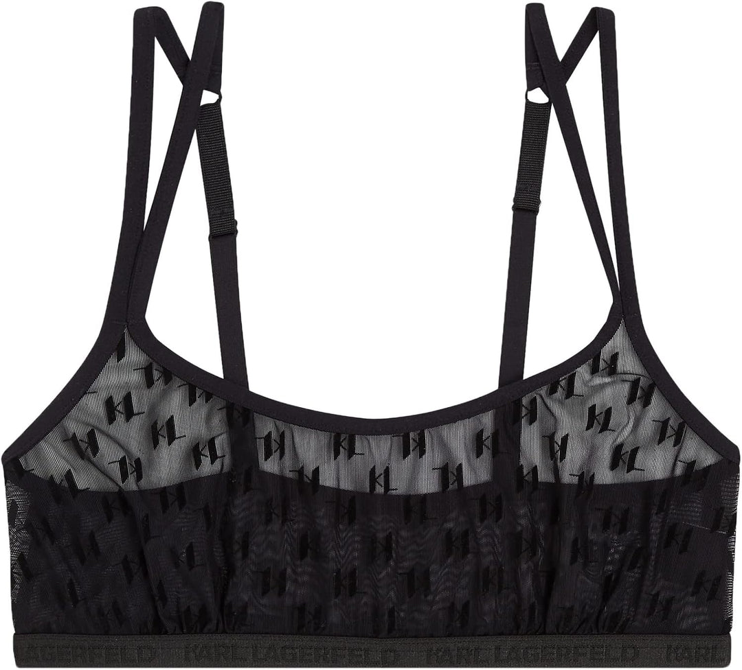 KARL LAGERFELD Damen Kl Monogramm Flock Bralette XS Schwarz, XS Schwarz