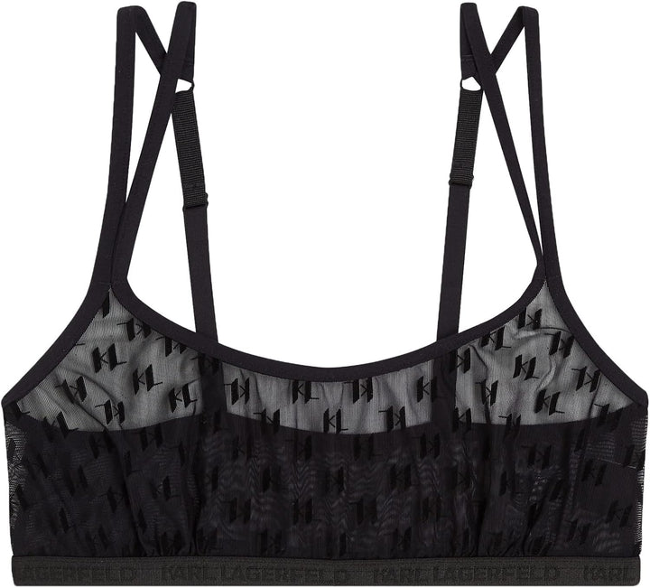 KARL LAGERFELD Damen Kl Monogramm Flock Bralette XS Schwarz, XS Schwarz
