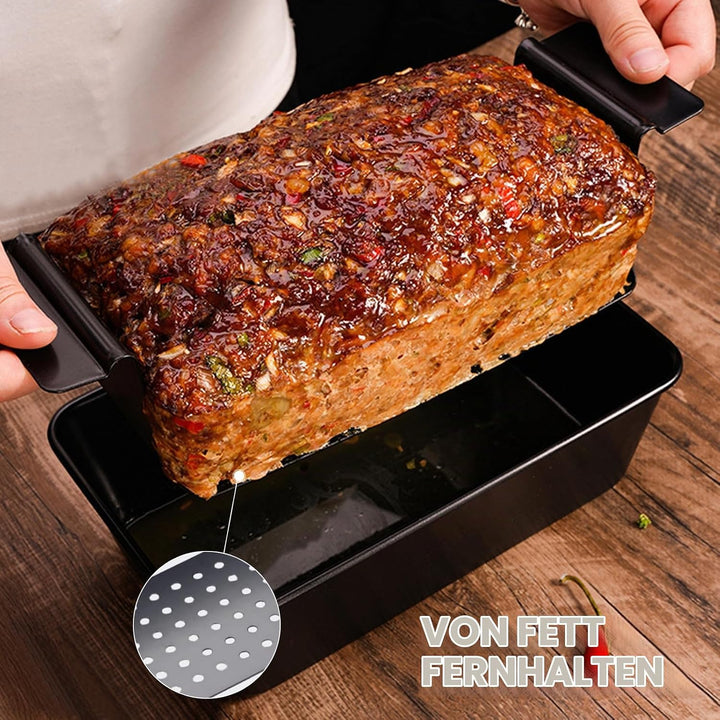 Generisch Brotbackform, Kastenform Brot, 2-in-1 Fleischpastetenform mit Ablaufrost, Backform Rechtec