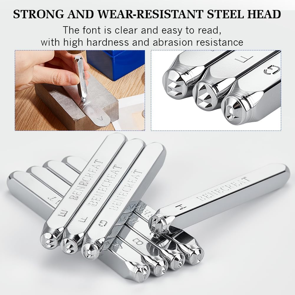 BENECREAT 36 Pack 3mm Alphabet und arabische Ziffern Briefmarken, Metall Stempel Stempel Werkzeugkas