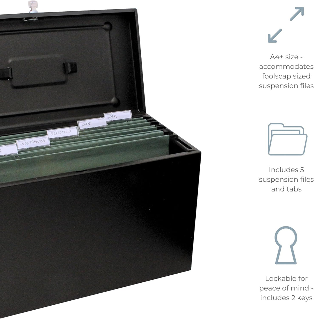 Cathedral 22 x 17 x 10 Zoll Metallisches Home-File Foolscap, Schwarz