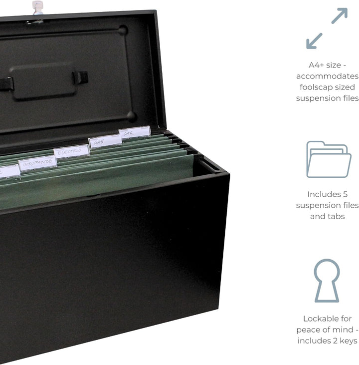 Cathedral 22 x 17 x 10 Zoll Metallisches Home-File Foolscap, Schwarz