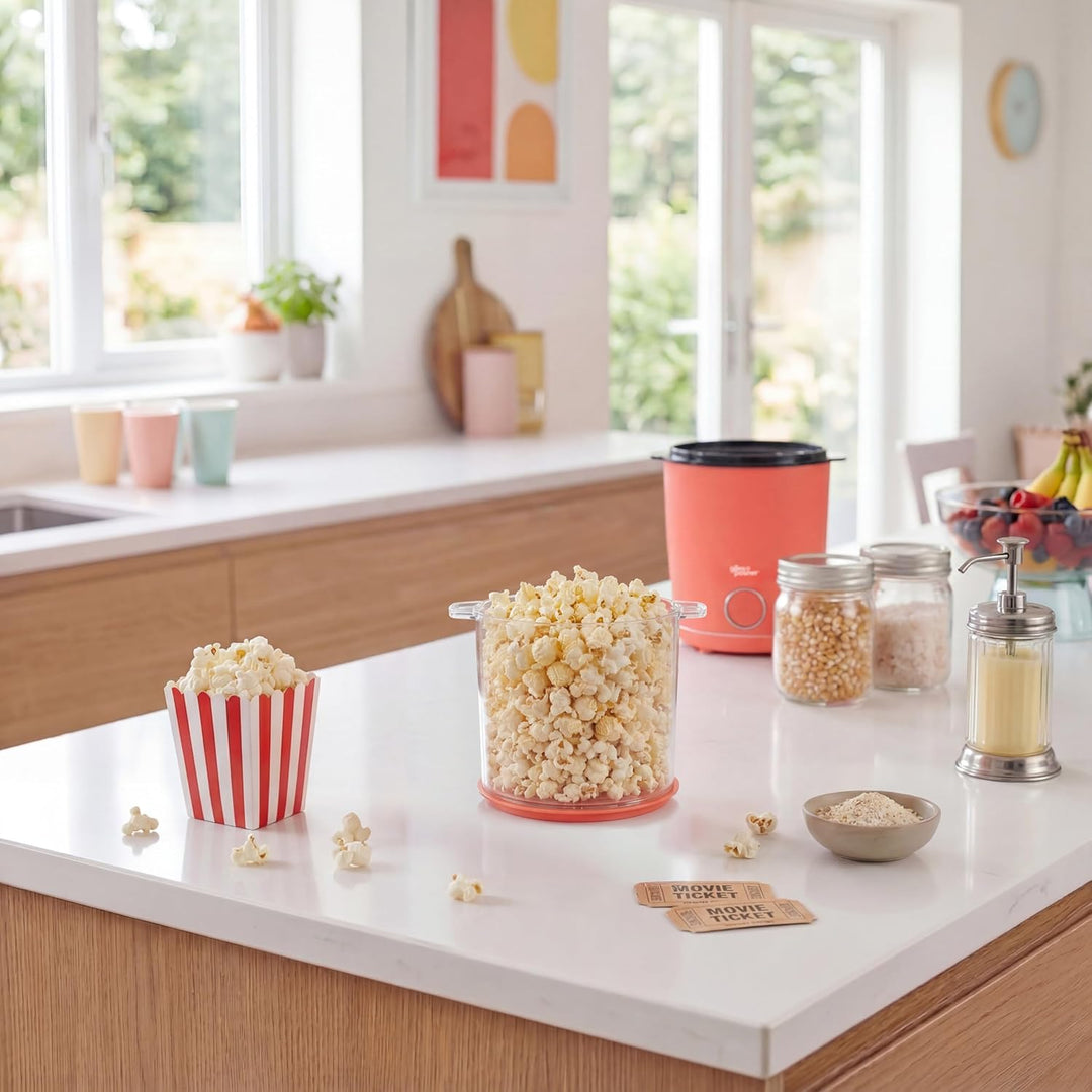 Giles & Posner Funfair Popcorn Maker – Elektrischer Popcornbereiter, 2-in-1-Deckel & Servierschale,