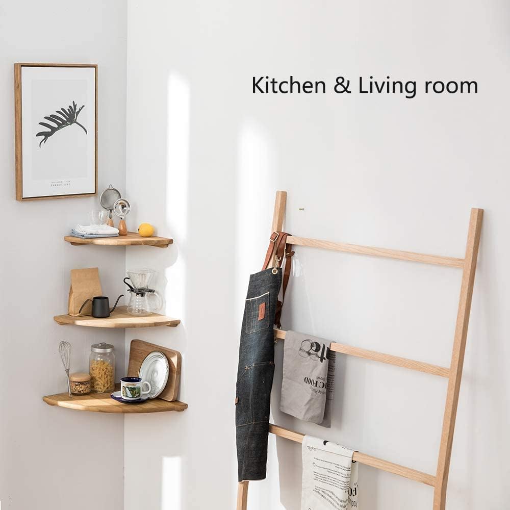 Eckregal Hängeregal, Eiche Massivholz Eckregal runde Enden Wandregal Holz Vintage Landhausstil Regal