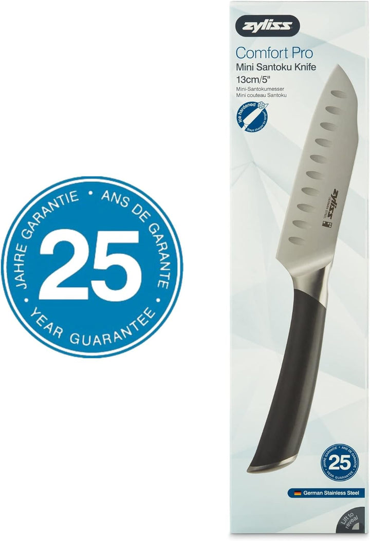 Zyliss E920272 Comfort Pro Mini Santoku messer, Deutscher Edelstahl, Black Handle, Küchenmesser, Spü