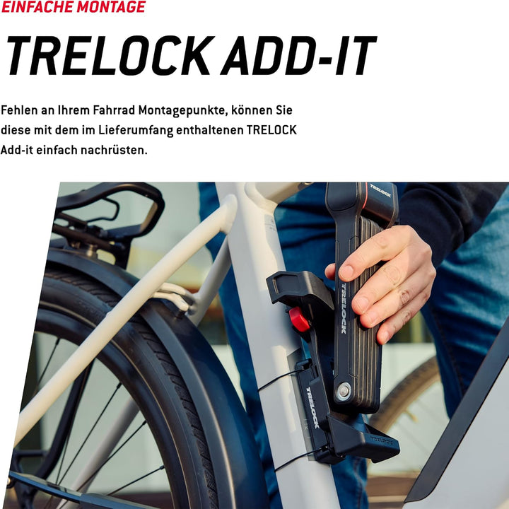 TRELOCK Fold-it Daily – Faltschloss 110 cm – inkl. X-Press-Halterung mit Tracking Tag Fach – Fahrrad