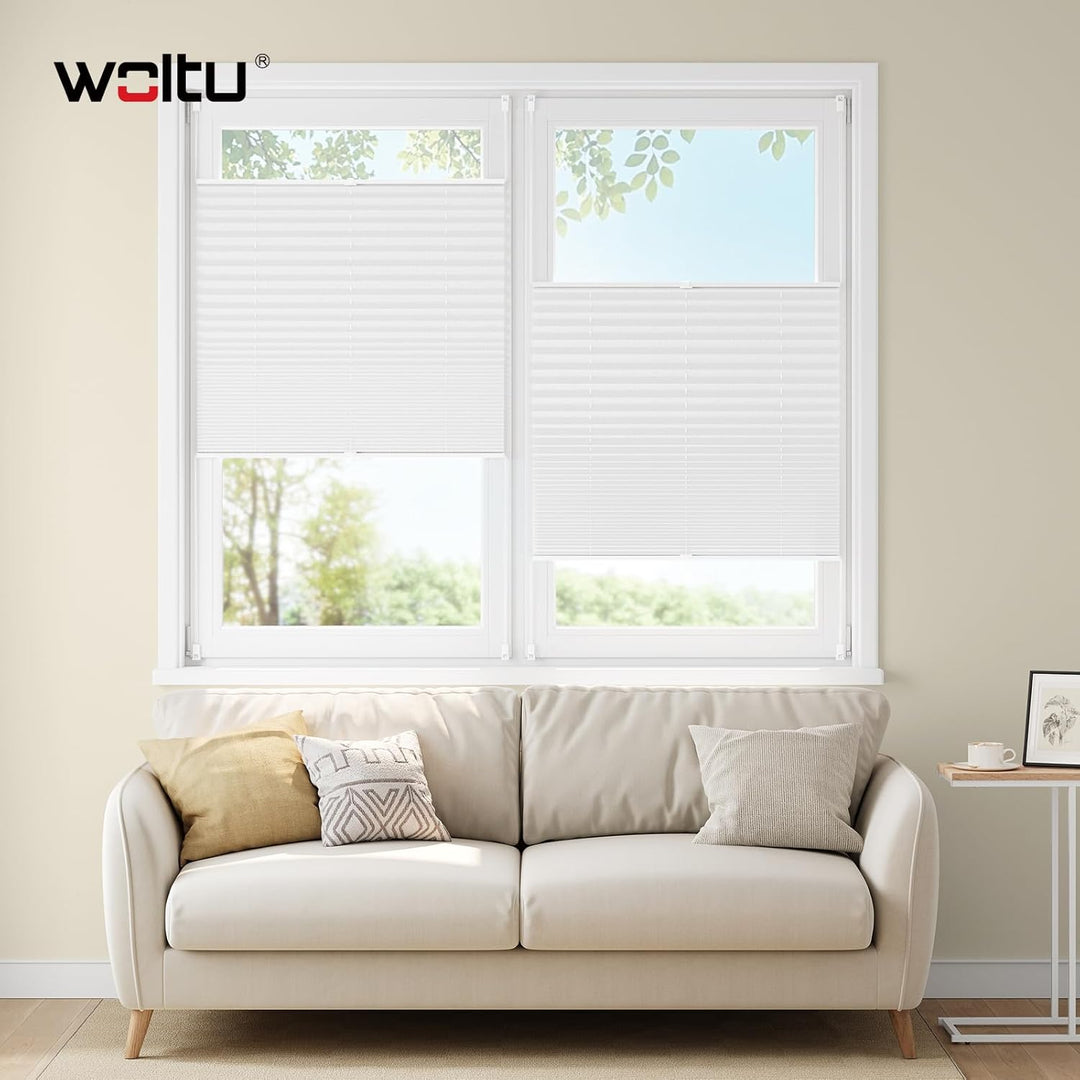 WOLTU Plissee ohne Bohren Klemmfix Faltrollo Jalousie Weiss 95x130cm (BxH), Plisseerollo Crushed Opt