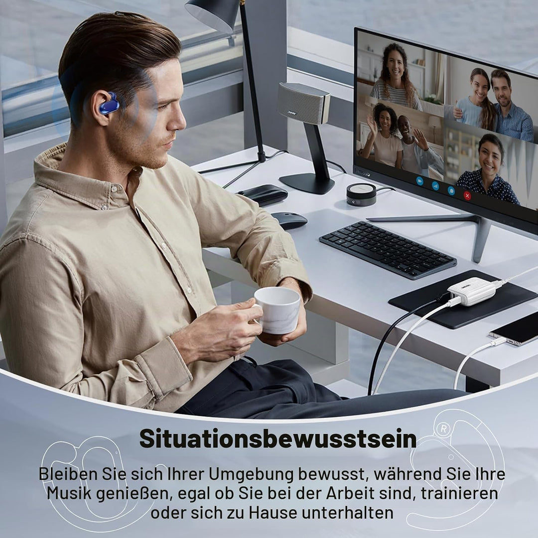 Open Ear Kopfhörer Bluetooth 5.4, 2026 Bluetooth Kopfhörer mit 14,2 mm Treiber, 36Std Ohrhörer Tiefe