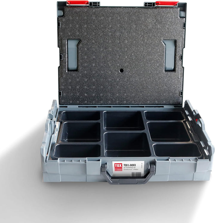 TOX L-BOXX Sortimentskoffer, effektiv, robust, belast- &amp; stapelbar mit 8-Mulden-Kleinteileinsatz, di