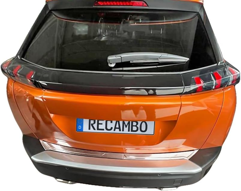 RECAMBO Ladekantenschutz Edelstahl Hochglanz poliert, Chrom Look - kompatibel für Peugeot 2008 2 - a