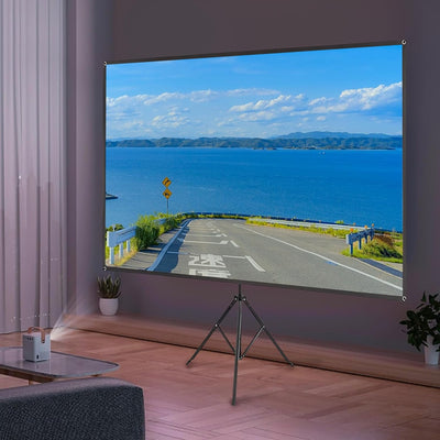 SABUIDDS Beamer Leinwand mit Stativ, 80 Zoll, Tragbar Projektor Leinwand, 16:9, 4K HD Projektion Lei