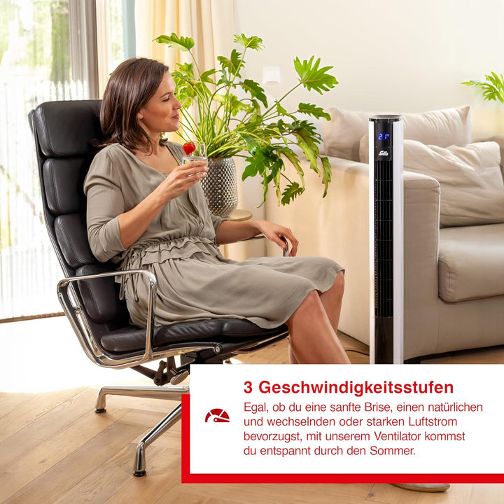 Solis Easy Breezy 757 Ventilator Leise - Turmventilator - Ventilator mit Fernbedienung und Temperatu