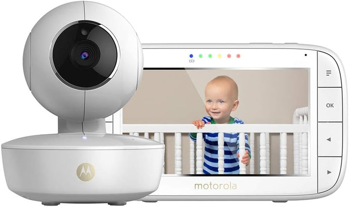 Motorola MBP 55 Video-Babyphone mit Schwenk,Neige-und Zoomfunktion,5,0 Zoll Farbdisplay, Nachtsicht,