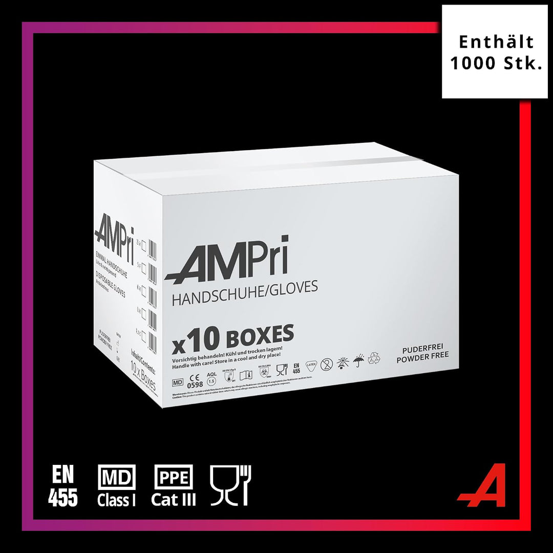 AMPri Nitrilhandschuhe, rosa, 10 Box a 100 Stk, Grösse S, puderfrei, Style Strawberry by Med-Comfort