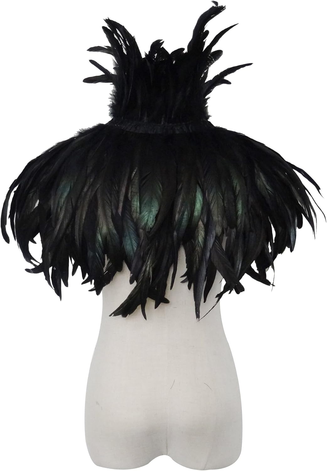 keland Schwarzer Gothic Victorian natürlicher Feder-Kap-Schal-Stola Poncho mit-Kragen, Schwarz