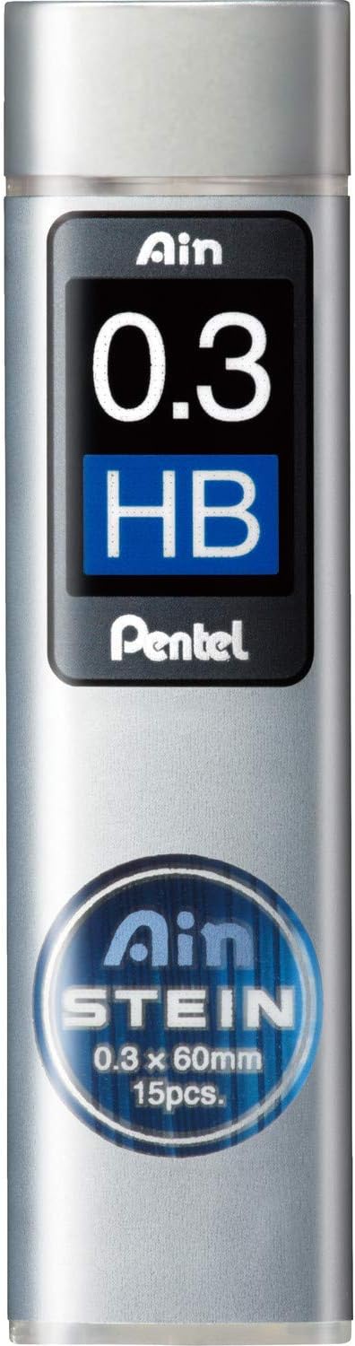 Pentel C273-HBO Ain Stein Feinmine, Strichstärke 0.3 mm, Härtegrad HB, 15 Minen je Dose, HB