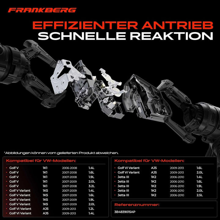 Frankberg Türschloss Stellmotor Hinten Links 6-Polig Kompatibel mit Golf V 1K1 2006-2008 Golf V Vari
