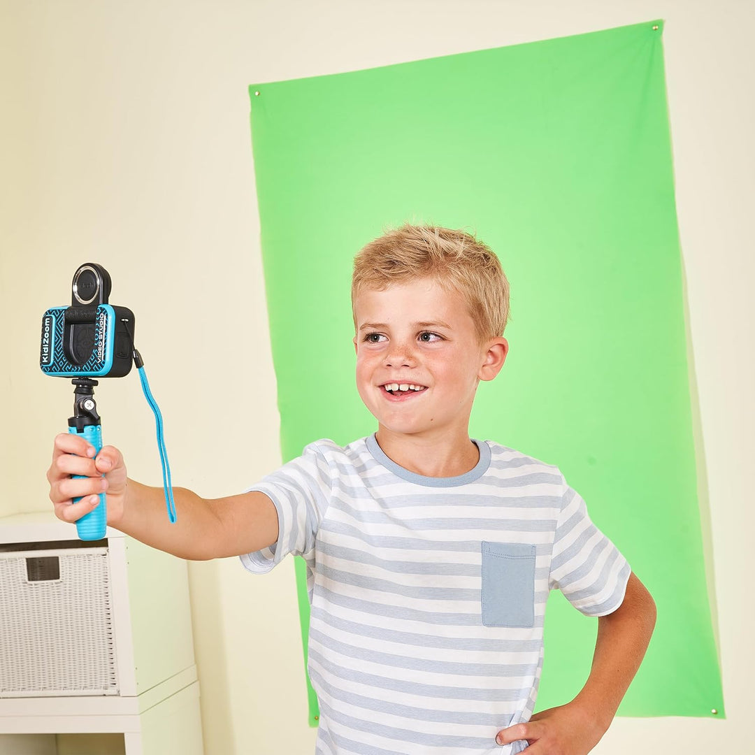 VTech Kidizoom Video Studio HD blau – Kinderkamera mit Greenscreen, Stativ, Effekten, Selfielinse un