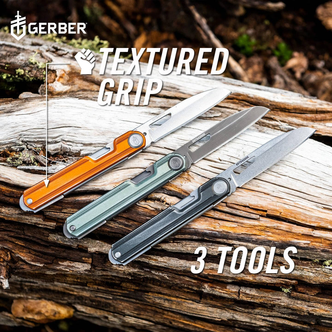 Gerber Taschenmesser mit 4 Funktionen, Multitool mit glatter Klinge, ArmBar Slim Cut, Dunkelgrau, Ed