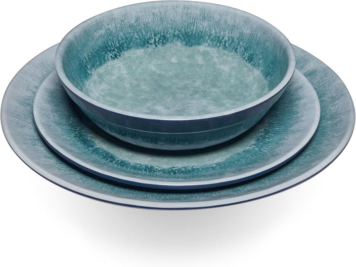 Melamin Geschirr Set Adria Blue 6 Personen Blau Wohnwagen Camping Picknick 24 Teile - Tassen, 24 Tei
