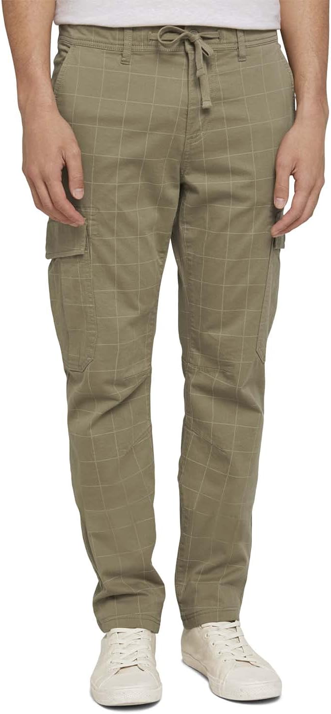 TOM TAILOR Denim Herren Cargo Hose M 27705 - Khaki Soft Check Print, M 27705 - Khaki Soft Check Prin