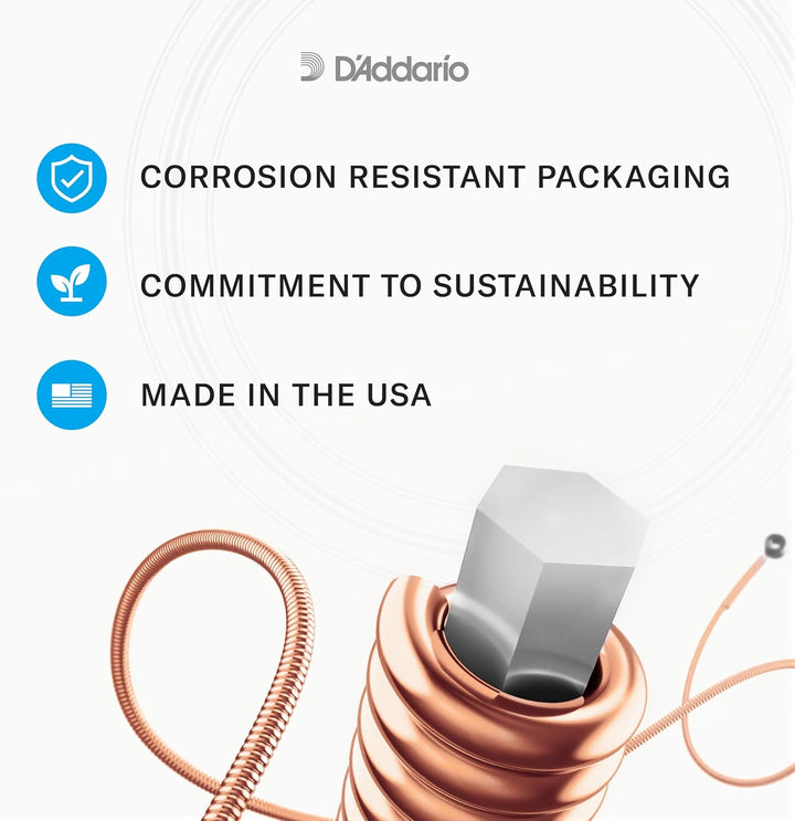 D'Addario EJ73 Saiten für Mandoline, Phosphorbronze, leichte Spannung, 10-38, 3 Sätze Licht, 10-38.