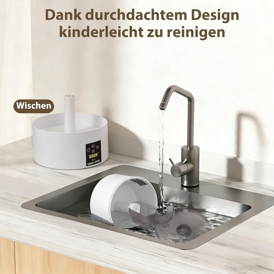 Futterautomat Katze 3.5L,Automatischer Futterspender mit 2.4G WiFi Timer für Trockenfutter,1-6 Mahlz