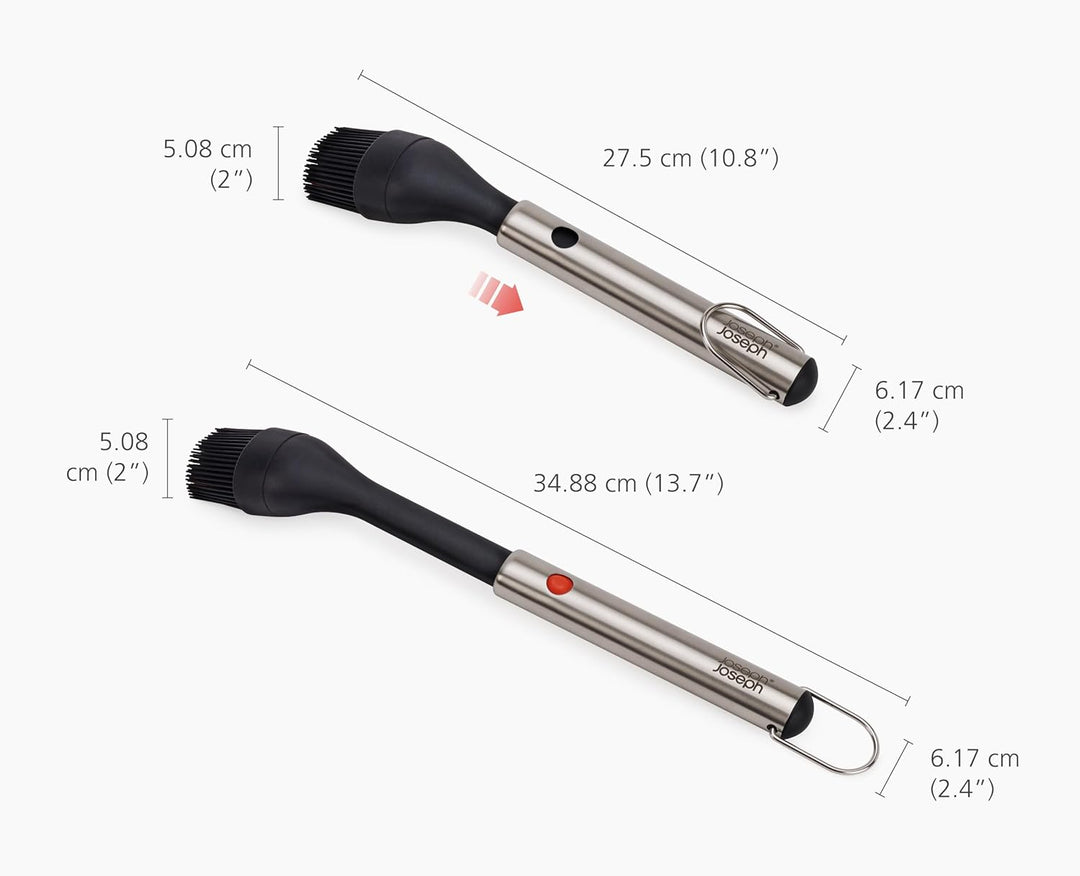 Joseph Joseph GrillOut Silikon BBQ-Grillpinsel mit Teleskopkopf, Hitzebeständige Borsten, Edelstahlg