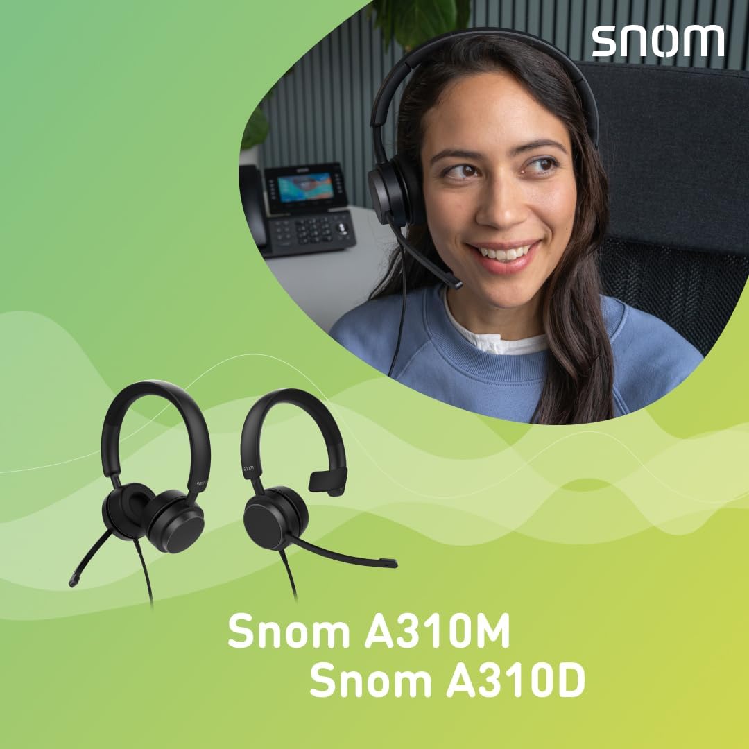 Snom A310M Professionelles Headset für Call Center - Monauraler Kopfhörer mit HD-Audio und Geräus
