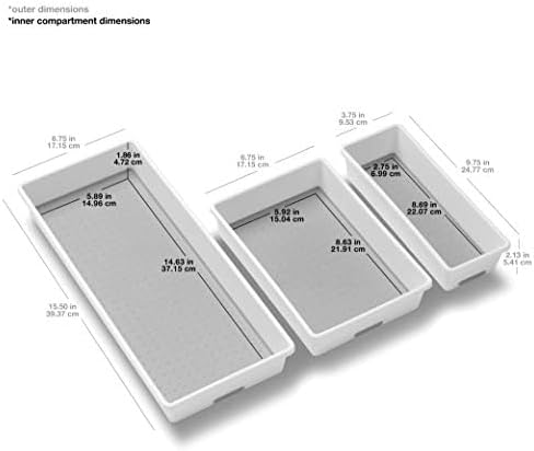 madesmart Tablett, 3er-Set, weiss, Premiumweiss, Premiumweiss