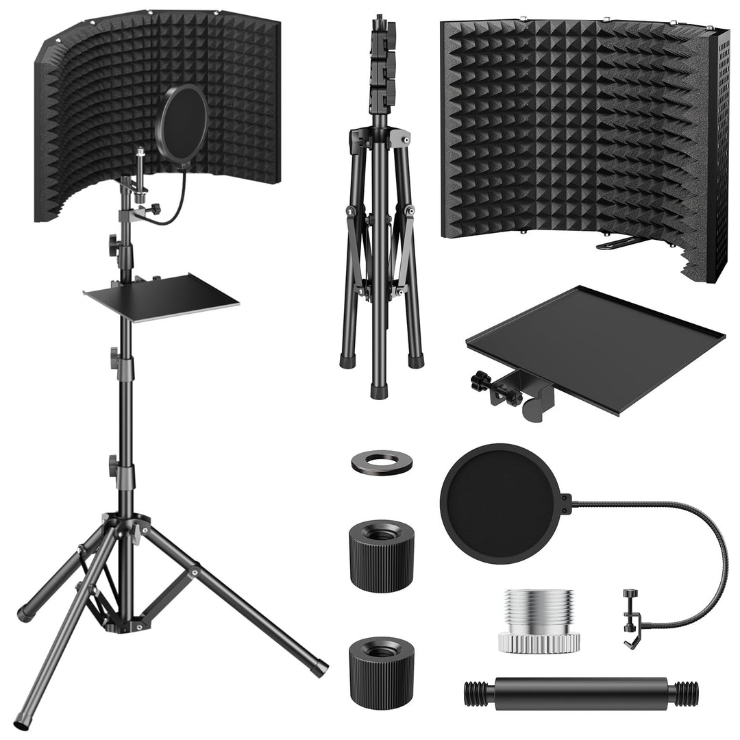 TONOR Isolationsschild-Paket für Mikrofon, hochdichter, Saugfähiger Schaumstoffschutz mit Pop-Filter