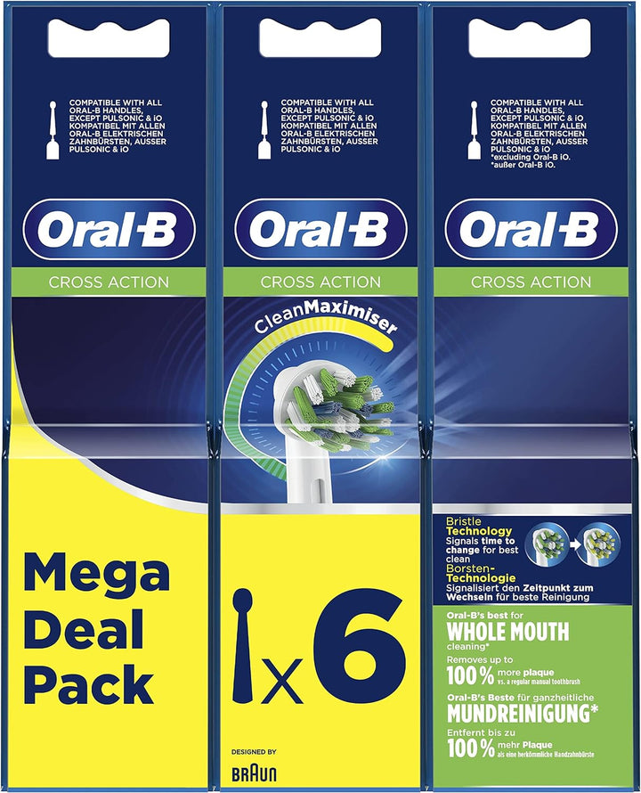 Oral-B Cross Action Elektrische Zahnbürstenkopf mit CleanMaximizer-Technologie, abgewinkelte Borsten