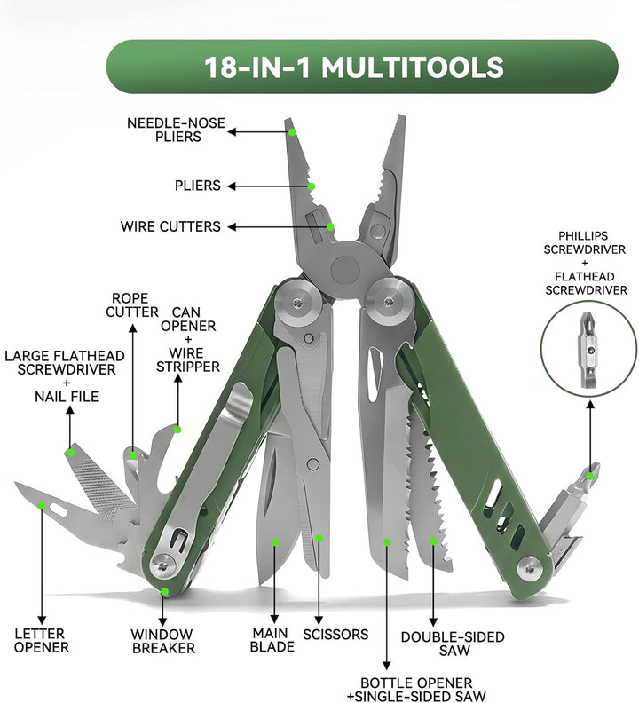 18-in-1-Multitool mit Klinge aus Edelstahl, ein multifunktionales EDC-Werkzeug für Männer - ideal zu