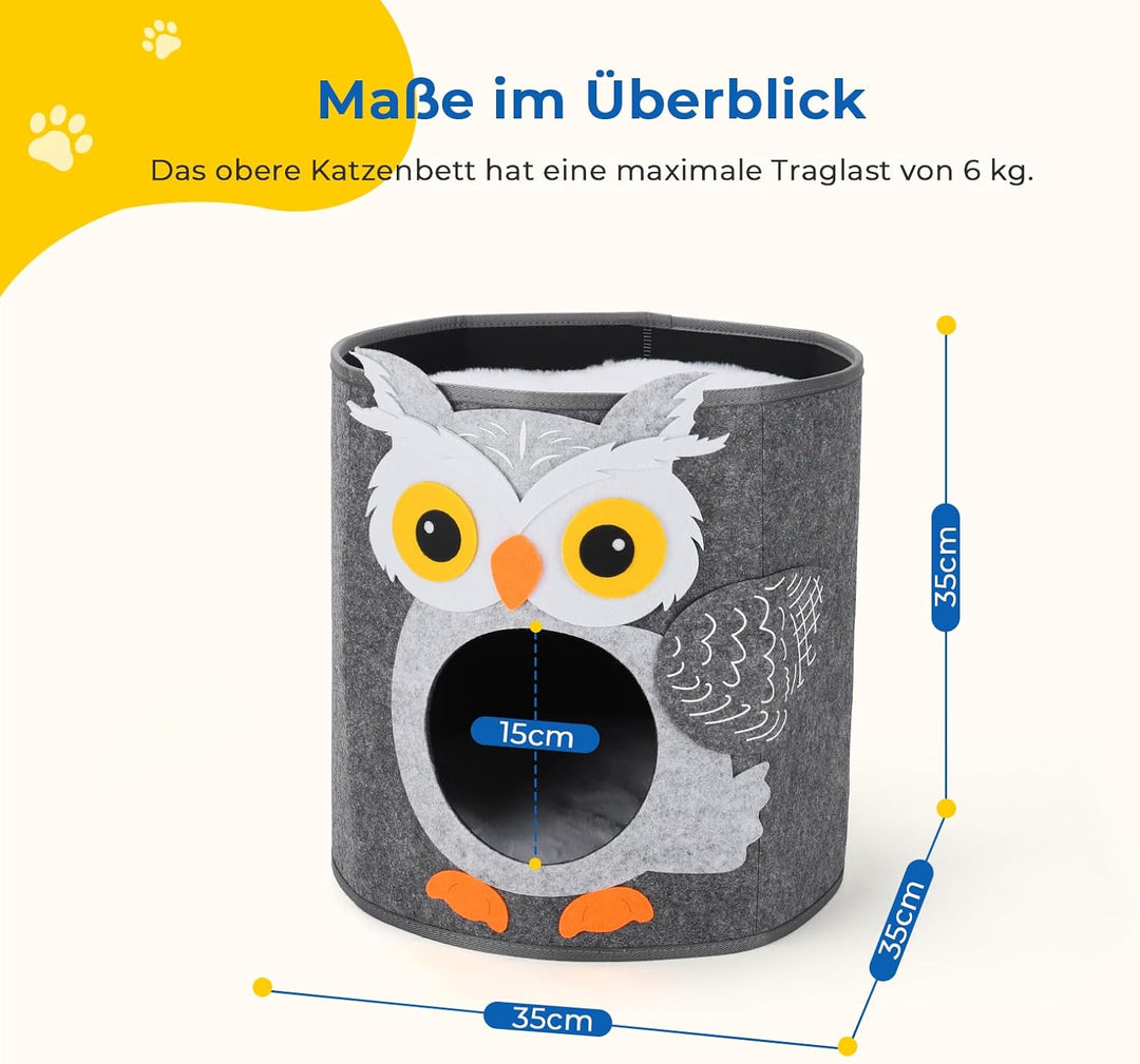 Dripex Katzenhöhle 2 Etagen Katzenhaus aus Filz inkl. Kissen Kuschelhöhle für Mietze Katzen zum Schl