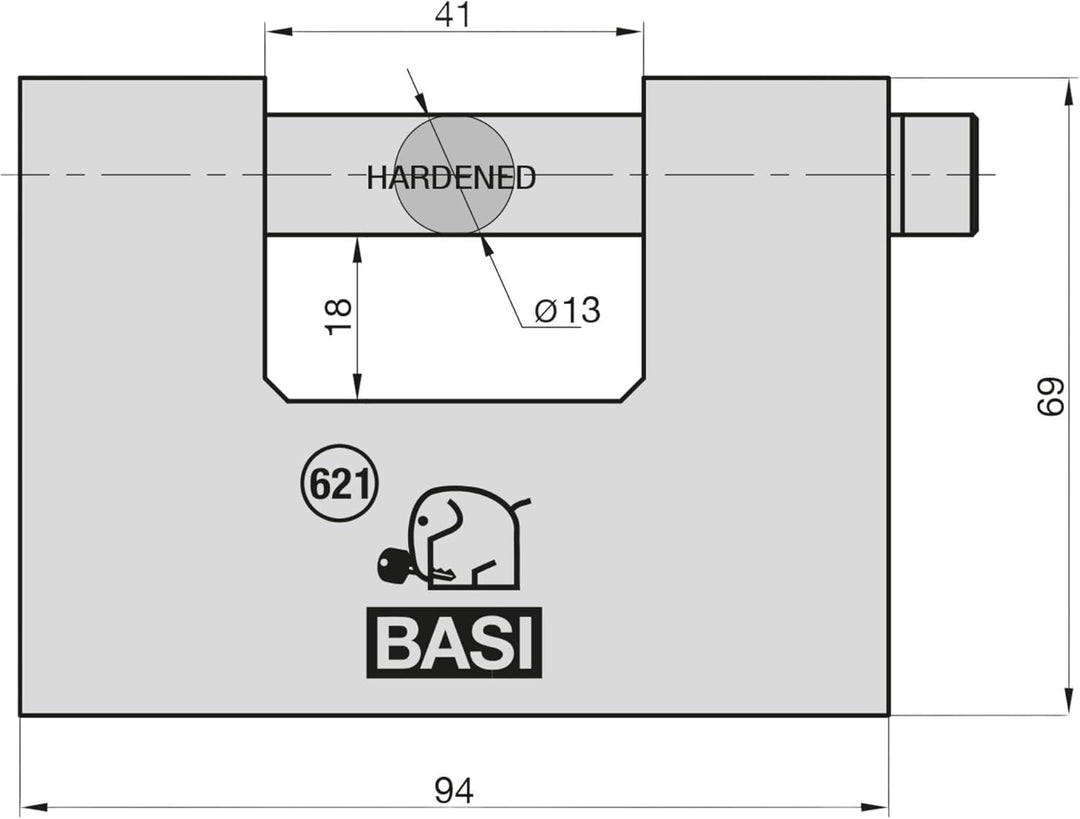 BASI | Stahlkette mit Sicherheitsschloss/Blockschloss | Hohe Sicherheit | Objektschutz | Ideal auch