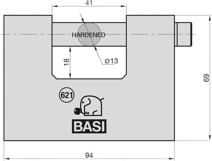 BASI | Stahlkette mit Sicherheitsschloss/Blockschloss | Hohe Sicherheit | Objektschutz | Ideal auch