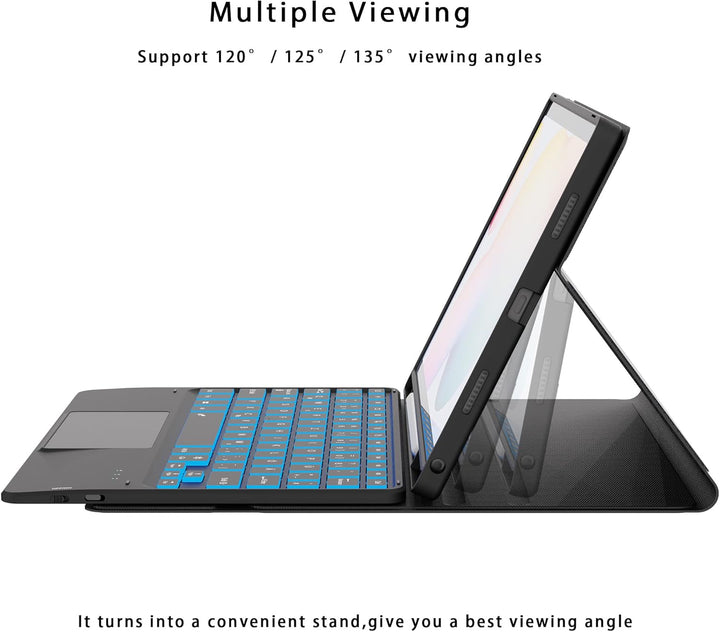 für Samsung Galaxy Tab S6 Lite 10,4 Zoll 2024/2022/2020 Hülle mit Tastatur QWERTZ : 7-Farbige Beleuc