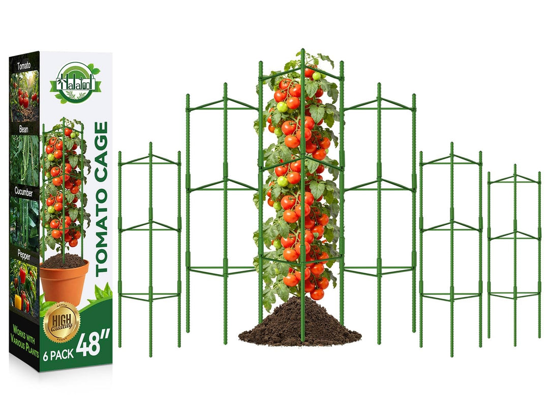 Halatool 6 Stück Tomaten Rankhilfe,120cm Pflanzenstütze Pfahl, Verstellbarer Tomatenkäfig, Gartenpfä
