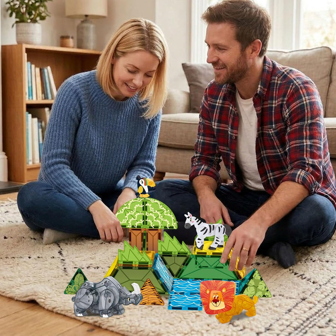 Magnetische Bausteine Set, 30 Stück Tier Magnet Tiles, Magnet Spiel, Dekoration für Zuhause Büro (Ba